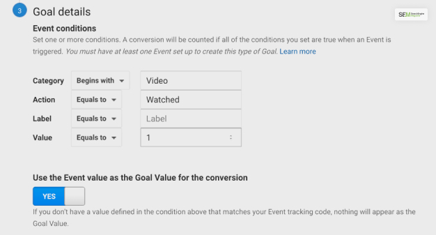 Google Analytics Goal Assigning Value