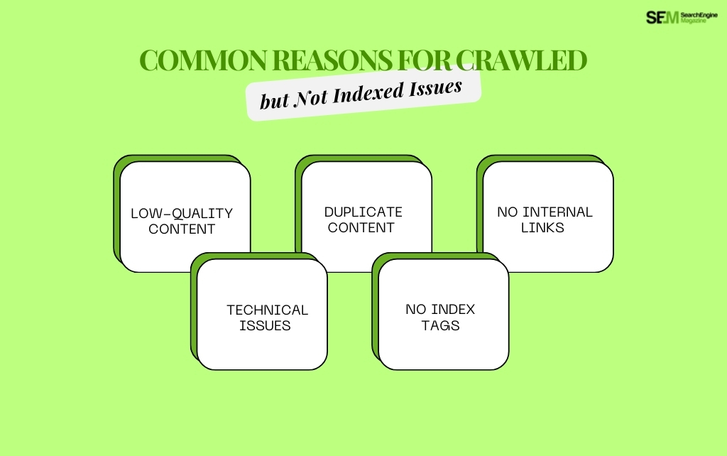 Common Reasons for Crawled but Not Indexed Issues